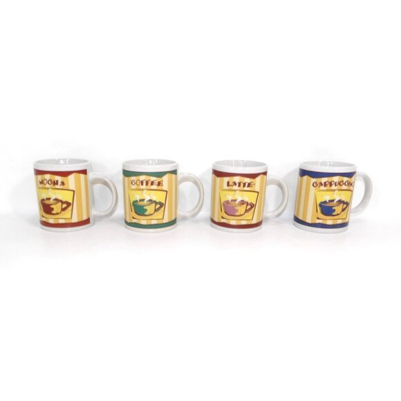 ATICO 12 oz Retro ceramic coffee cups mugs microwave & dishwasher safe set of 4 - Picture 3 of 5